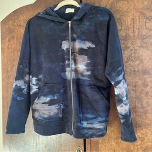 Vintage Tie Dye Zip Up Hoodie, Blue Hoodie